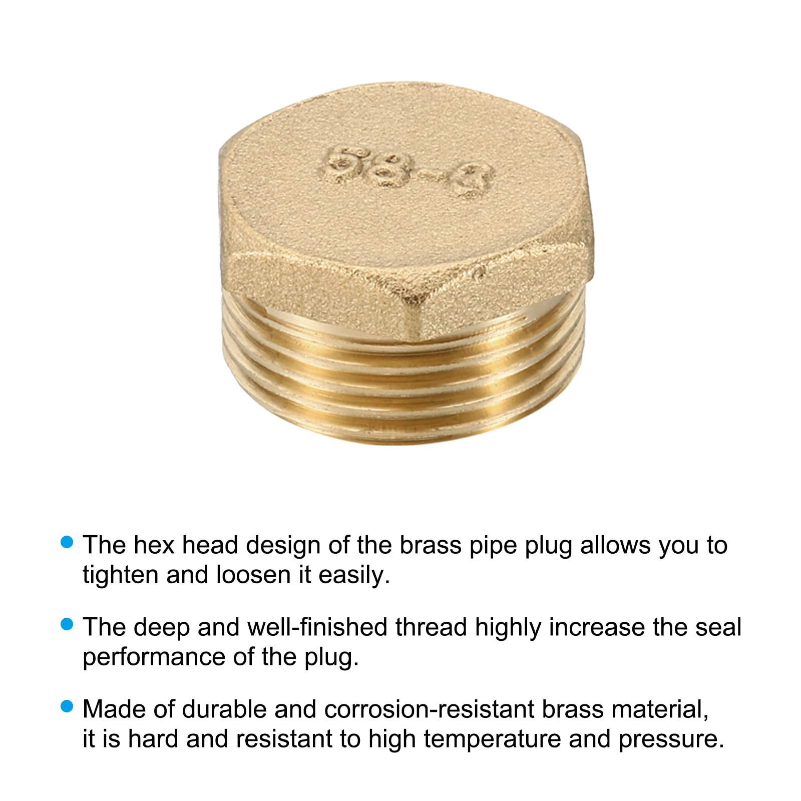 PATIKIL G3/4 Brass Pipe Plug - Image 4