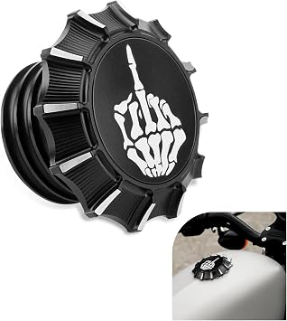 GUAIMI CNC Aluminum Fuel Gas Tank Oil Cap for Harley Sportster XL 1200 883 X48 Dyna -American Flag Middle Finger-Black