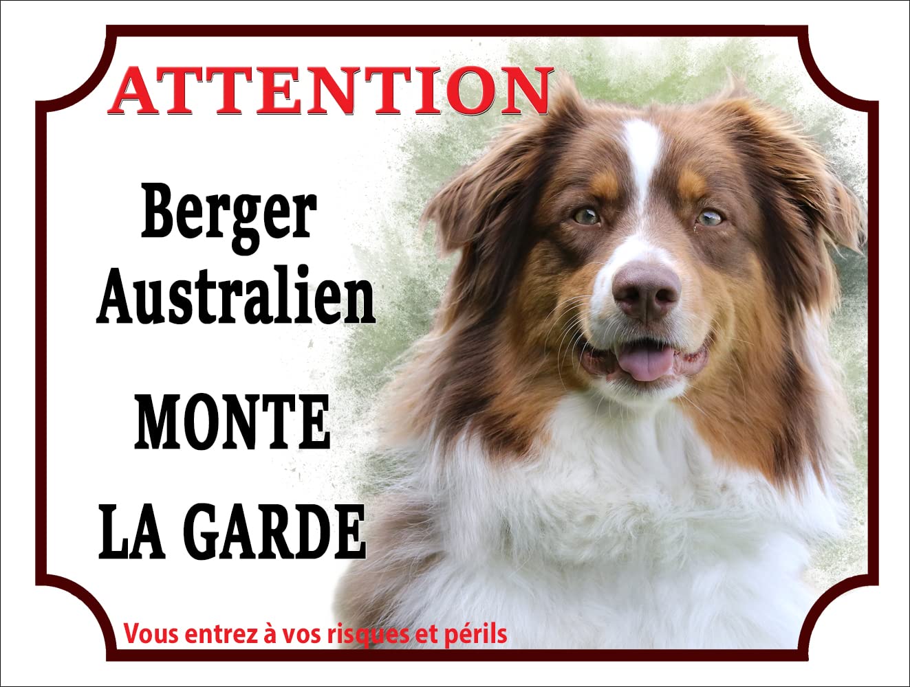 Plaque 'Attention Au Chien' En Métal 29x20 Cm - Angles Arrondis, 4 Trous De Fixation
