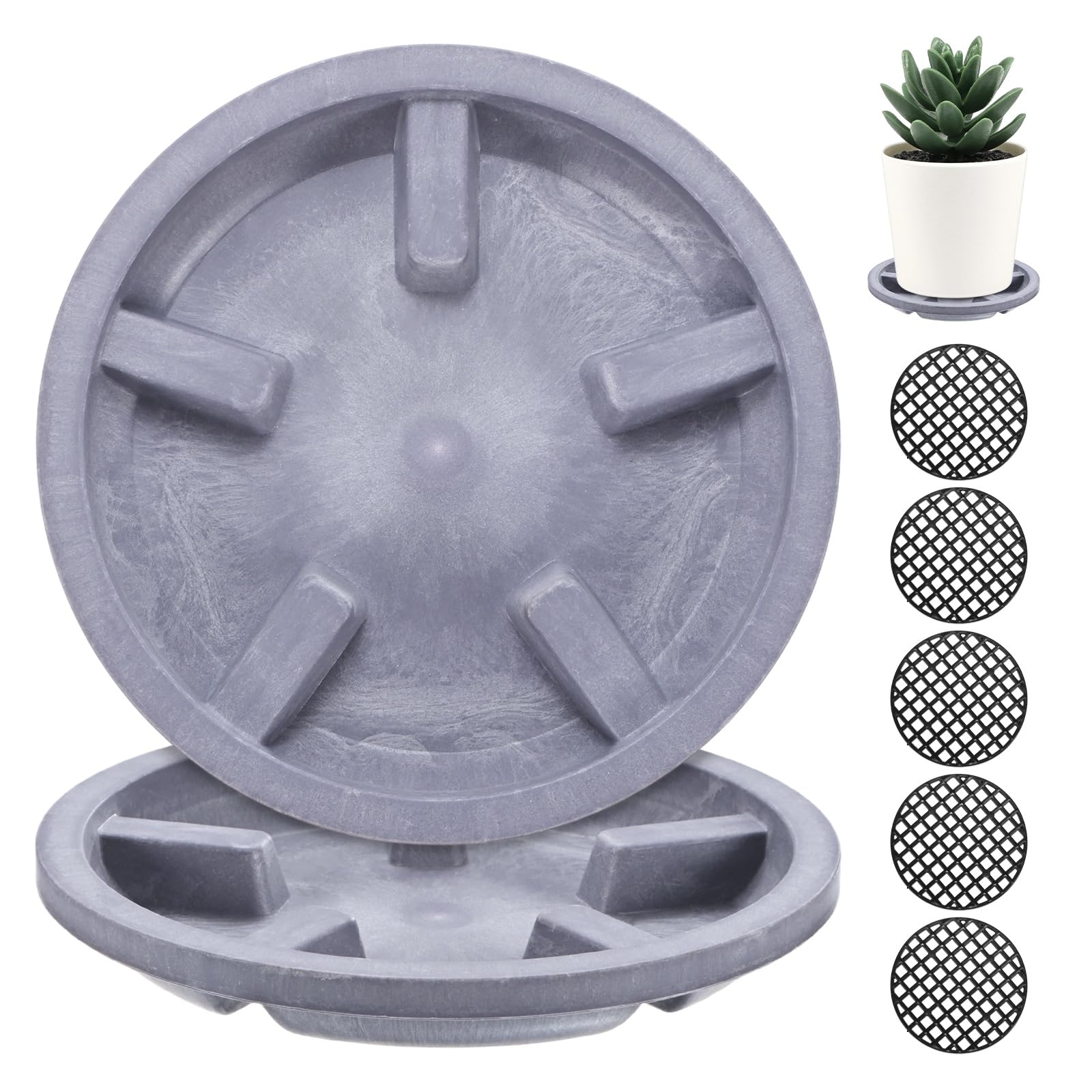Soucoupes pour pots de fleurs en intérieur et extérieur, lot de 2 coupelles violettes