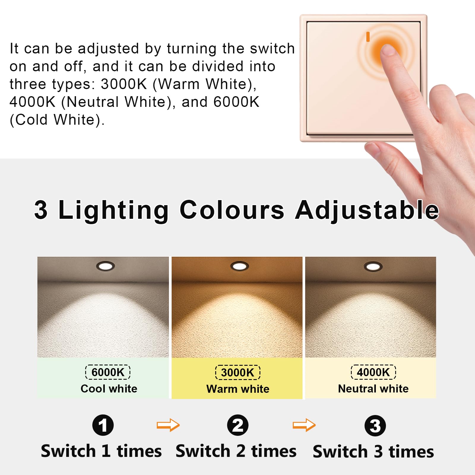 IP44 Downlight LED Techo Empotrable 5W Regulables 3000K/4000K/6000K, Aluminio die-Casting Ojo de Buey Focos AC220-240V, Orificio 70-85mm, Pack 5