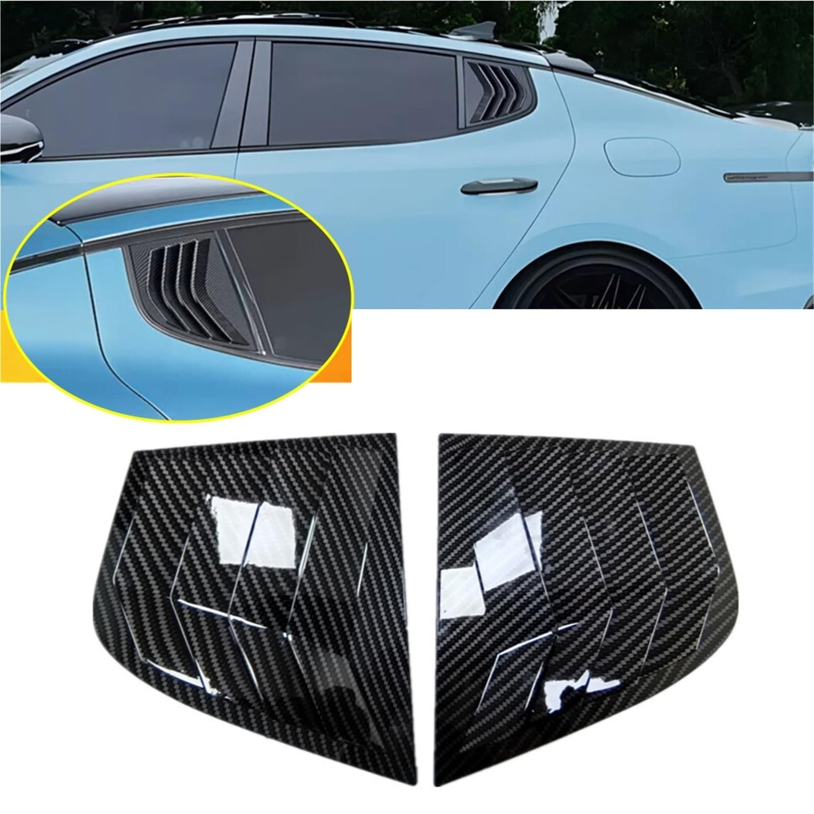 żaluzje na tylną szybę boczną Pasuje do Kia Stinger 2018-2024 ABS plastikowa tylna szyba czwarta osłona żaluzji boczne wykończenie nawiewu(Carbon Look)