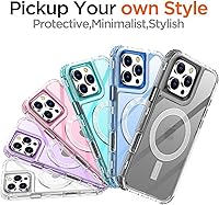 Vista 6 de AICase Funda para iPhone 16 Pro Max, transparente construida para MagSafe, 3 en 1, resistente protección contra caídas, a prueba de golpes, caídas