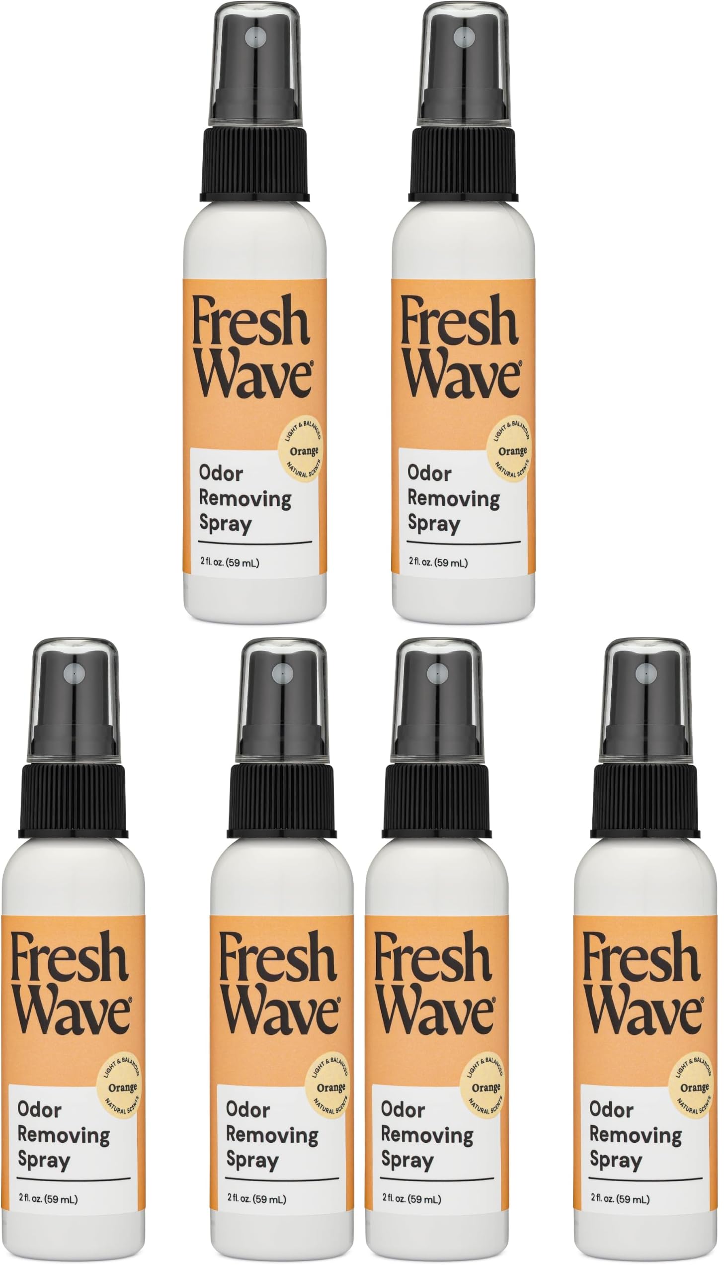 Fresh Wave Orange Scent Odor Eliminator Spray &amp; Air Freshener, 2 fl. oz. Travel Size (Pack of 6)