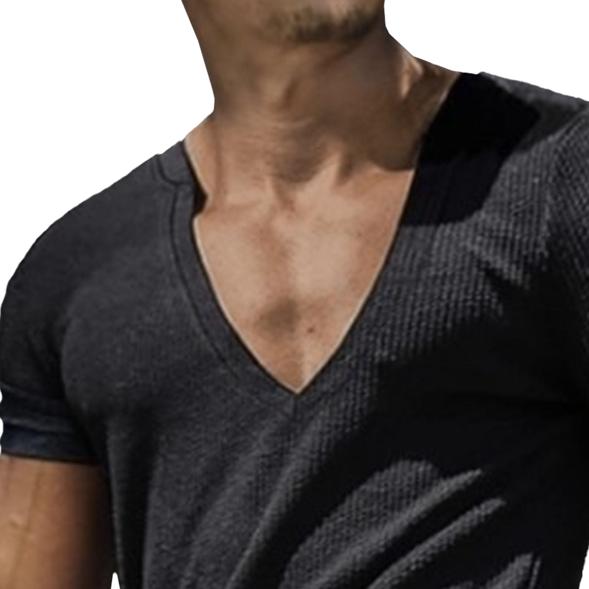 Men V-Neck Casual Fashion Striped T-Shirt Classic Cozy Short Sleeve Daily Tees Summer Comfortable Street Shirt (Black,XX-Large)