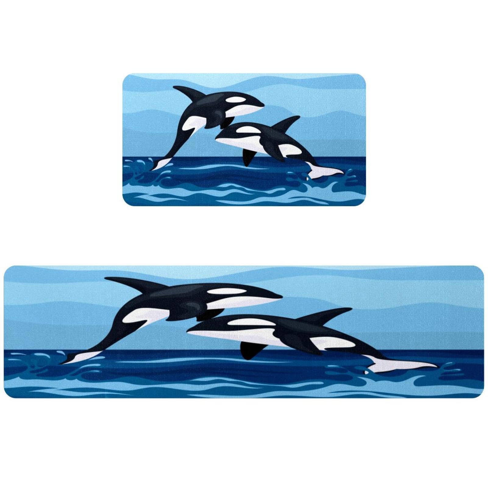 Alfombrillas de cocina antideslizantes VAPOKF con diseño de ballenas para pasillo y lavandería