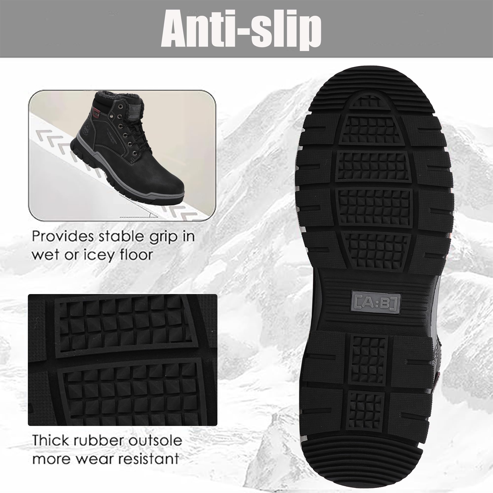 ARRIGO BELLO Stivali Uomo Invernali Scarpe Inverno Calda Foderato Montagna Antiscivolo Trekking Boots Scarponcini Neve Taglia 41-46EU