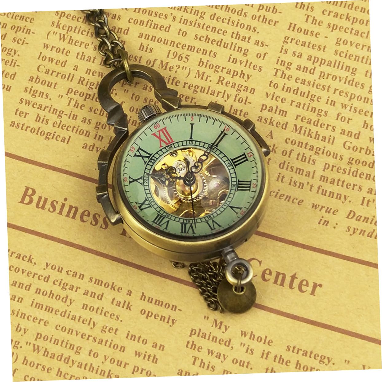 Reloj de Bolsillo Colgante Mecánico Esférico de Aleación y Vidrio