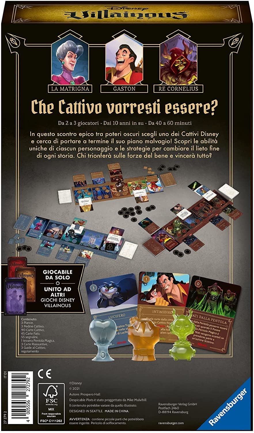 Ravensburger - Disney Villainous Despicable Plots, Gioco di strategia 10+, 2-3 giocatori