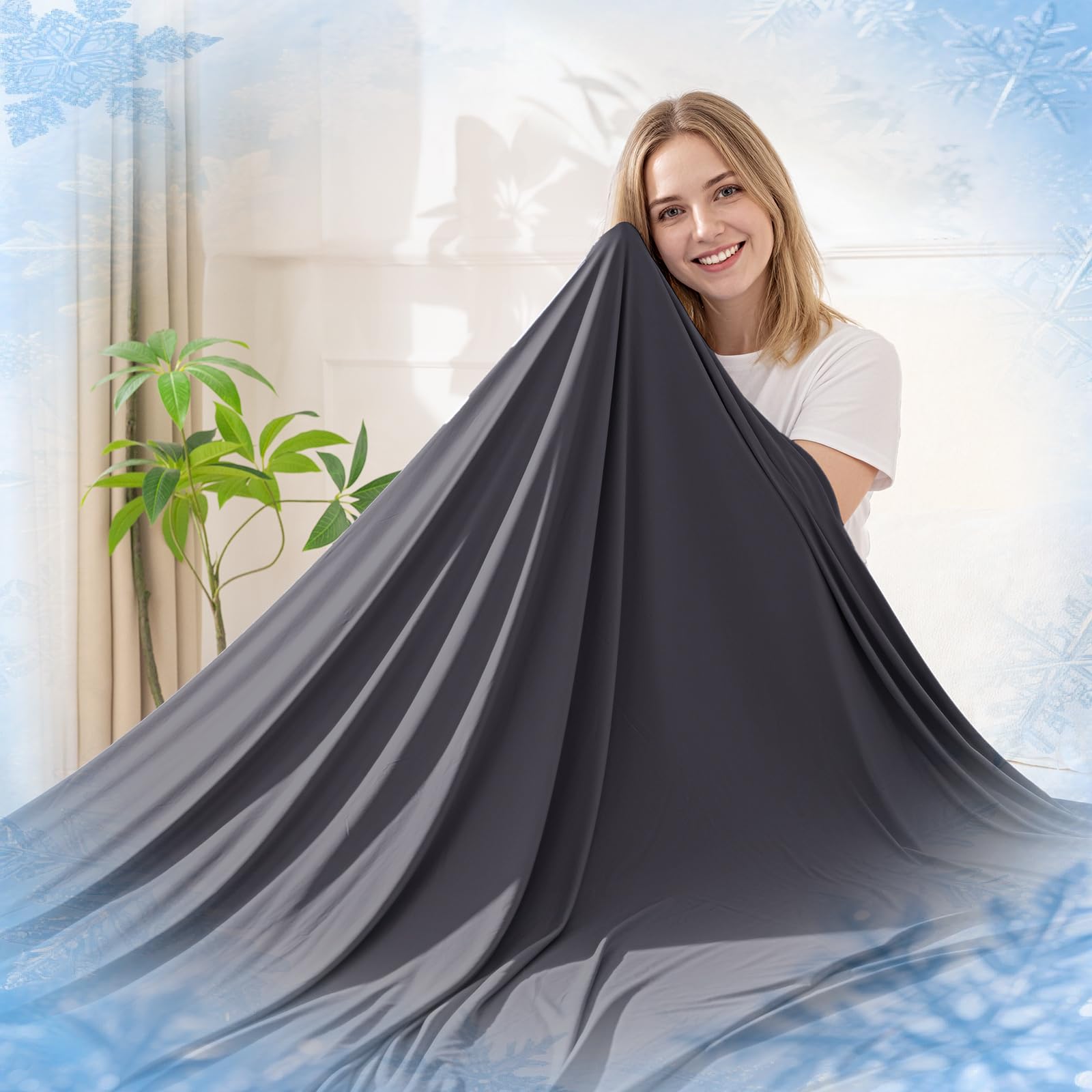 RUMBALUXY Kühlende Decke für Menschen mit Nachtschweiß, Doppelseitige Kühldecke mit Japanischen Q-Max >0,45 Arc-Chill Fasern, Leichte & Atmungsaktive Sommerdecke für Sofa, Reisen & Camping