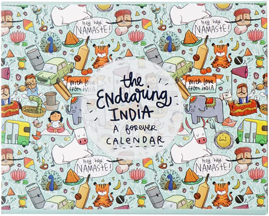 Alicia Souza| Perpetual Endearing Desk Calendar | Undated 12 Months | Planning, Tracking & Scheduling| 21 x 17 CM |270 GSM| Gold Wiro| Includes Notes Sections | Comes with 10 Sticker Sheets | Includes 12 Post-cards + Envelopes | Start Anytime of the Year!