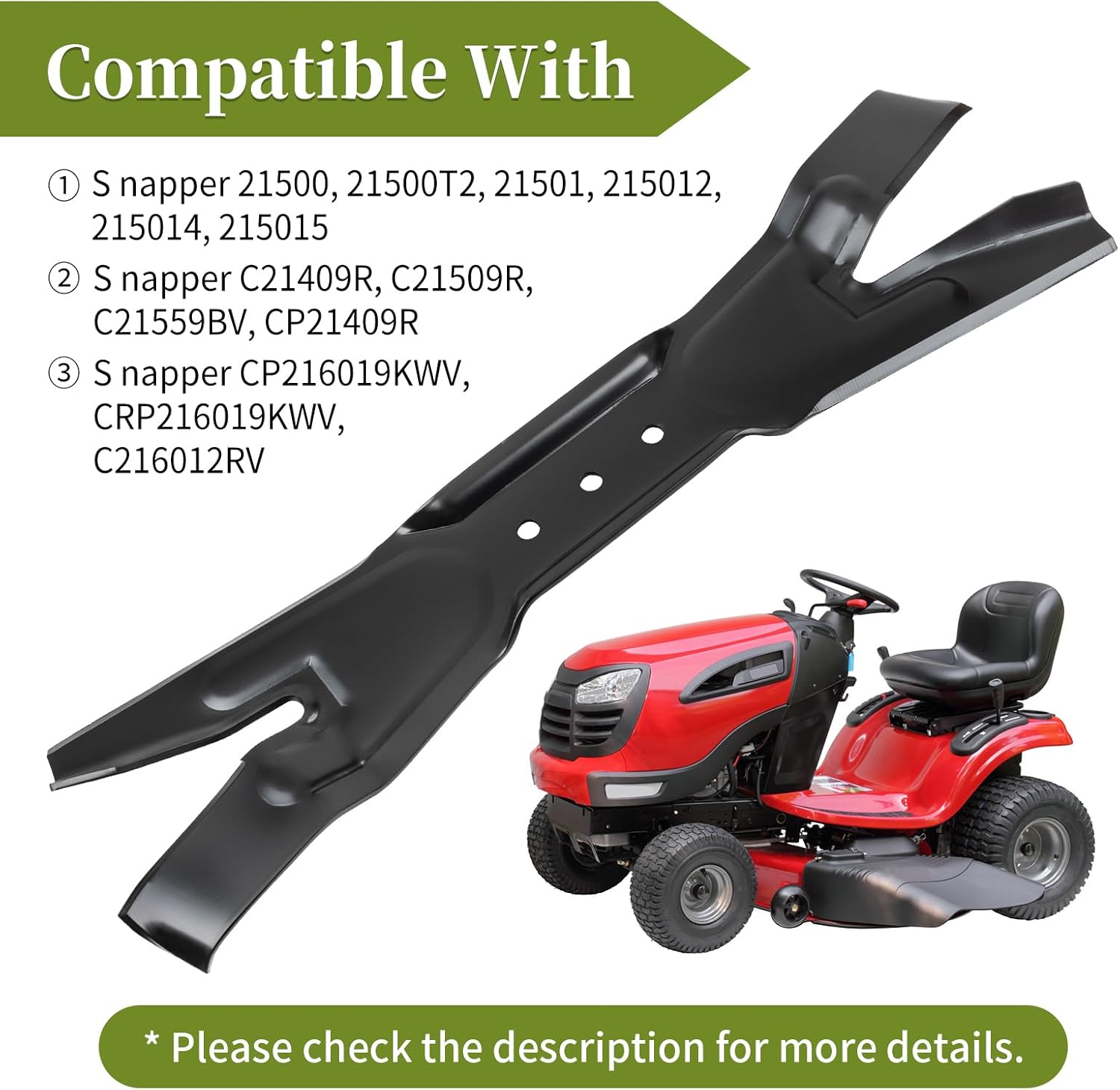 7026407AYP Lawn Mower Mulching Blade for 21" Deck, Compatible with S-Napper Nin-ja C21409R C21509R CP21409R CP21509R C21559BV Walke Behind Mower, 1 Pack