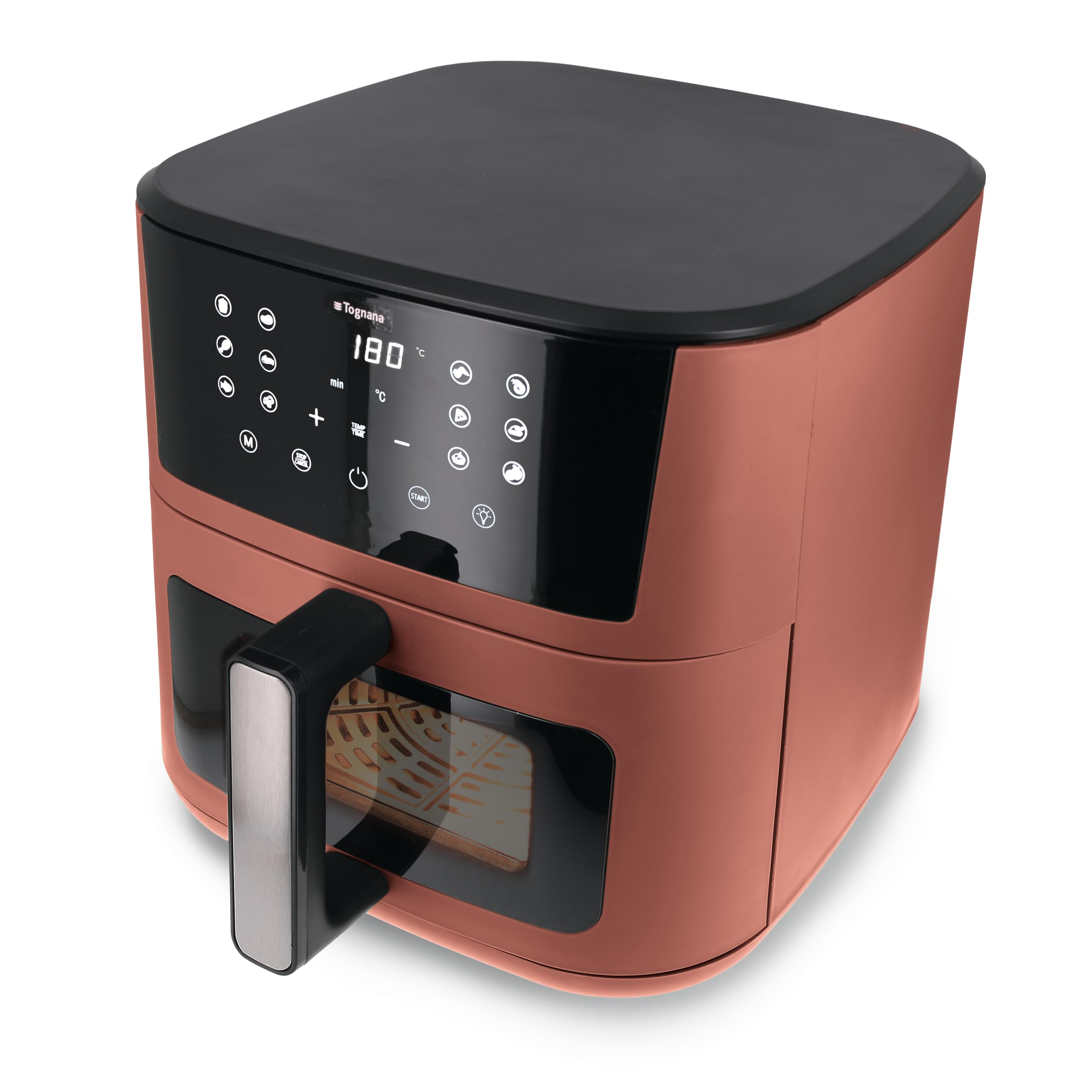 Tognana Iridea, Friggitrice ad aria 10L, doppia resistenza, display digitale, timer, 80-200°C, finestra, 2300W, Rosso Mela