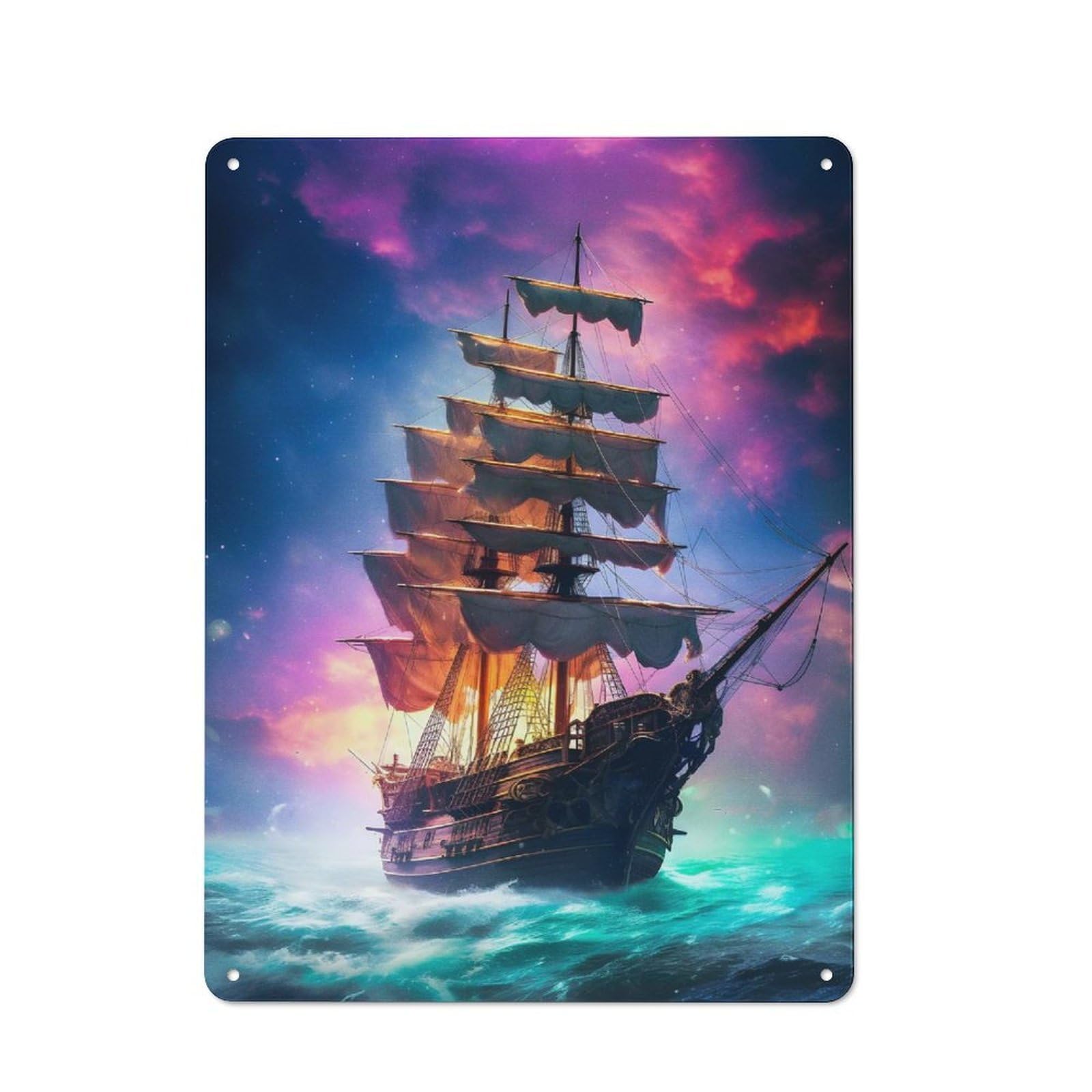 Junmoney Style-12 Amazing Pirate Ship Retro Metal Wall Decor 40X30cm, Metal Sign For Pub, Home Bar, Shed Or Man Cave, For Relaxed Wall Styling