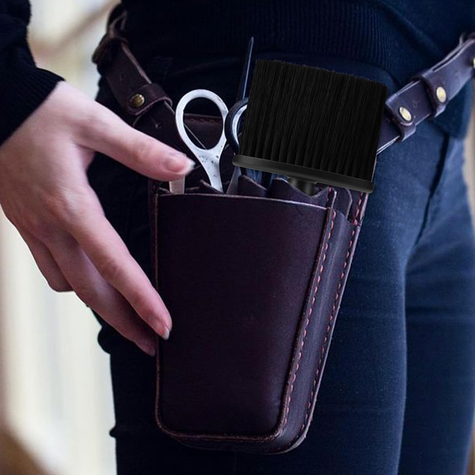 2 pezzi parrucchiere pennello collo Duster pennello collo pennello collo con manico collo parrucchiere nero pennello per il collo parrucchiere parrucchiere professionista Barber Brush per parrucchiere