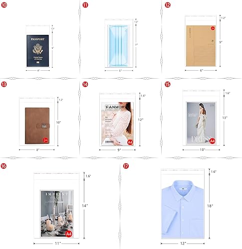 Miniatura 47 de Bolsas de celofán autoadhesivas transparentes de 6 x 9 pulgadas, 200 bolsas de polietileno de vidrio OPP de 2 mil para galletas, pan, brownie