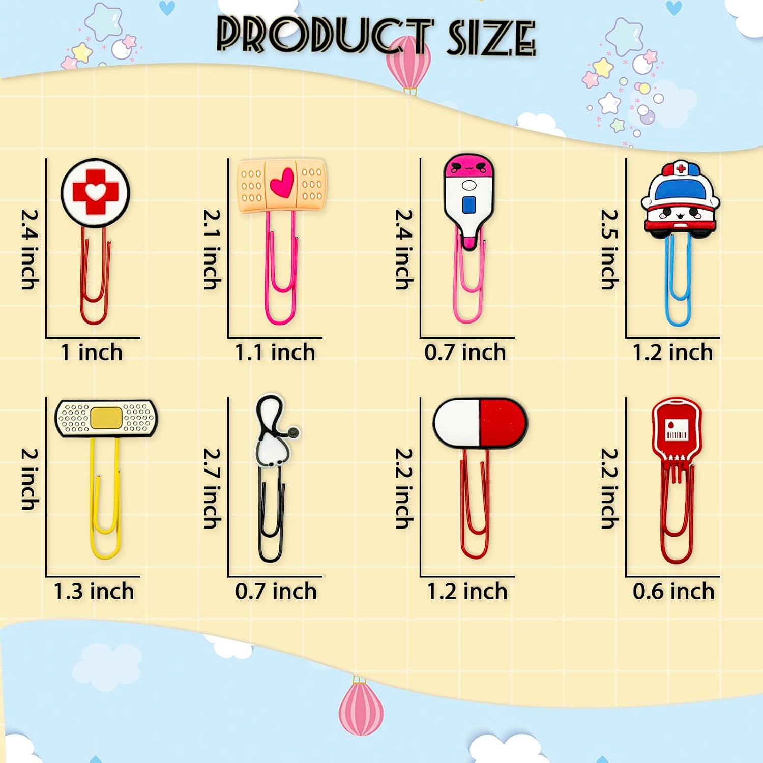 60 PCS Nursing Book Clip Cute Bookmarks Cartoon Nurse Paper Clips image 2