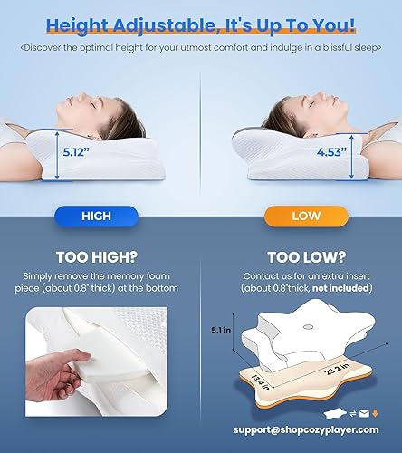 Miniatura 4 de Almohada de Alivio del Dolor Ultra de Enfriamiento para Soporte de Cuello, Almohada Cervical Ajustable para Dormir Cómodamente, Almohada de Espuma