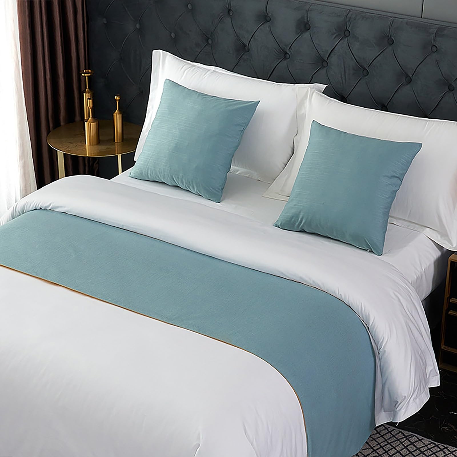 LRUPVEG Bed Runner, Twin, Queen, King, Modern Light Luxury Hotel Bed End Scarf For King Size Bed Solid Color Smooth Comfort Bed Runners & Scarves(Light Green,50 * 210cm for 150cm Bed)