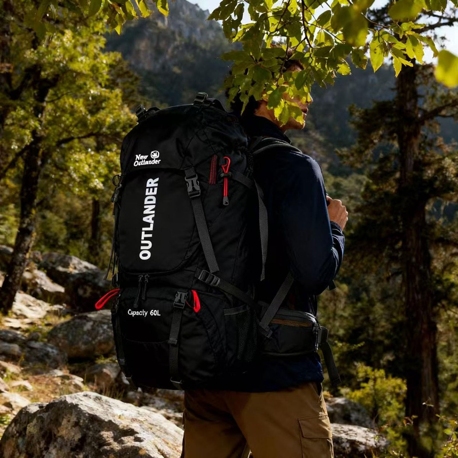 60 l Wanderrucksack mit Regenschutz, großer Reiserucksack, Bergsteiger-Rucksack für Männer und Frauen, Outdoor-Sportarten.