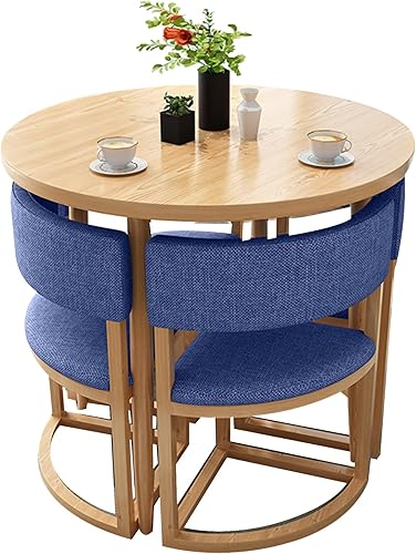 Vista 22 de Mesa de cocina y sillas para 4, juego de mesa redonda de comedor para 4, mesa de negociación de conferencias pequeñas, 1 mesa y 4 sillas, mesas