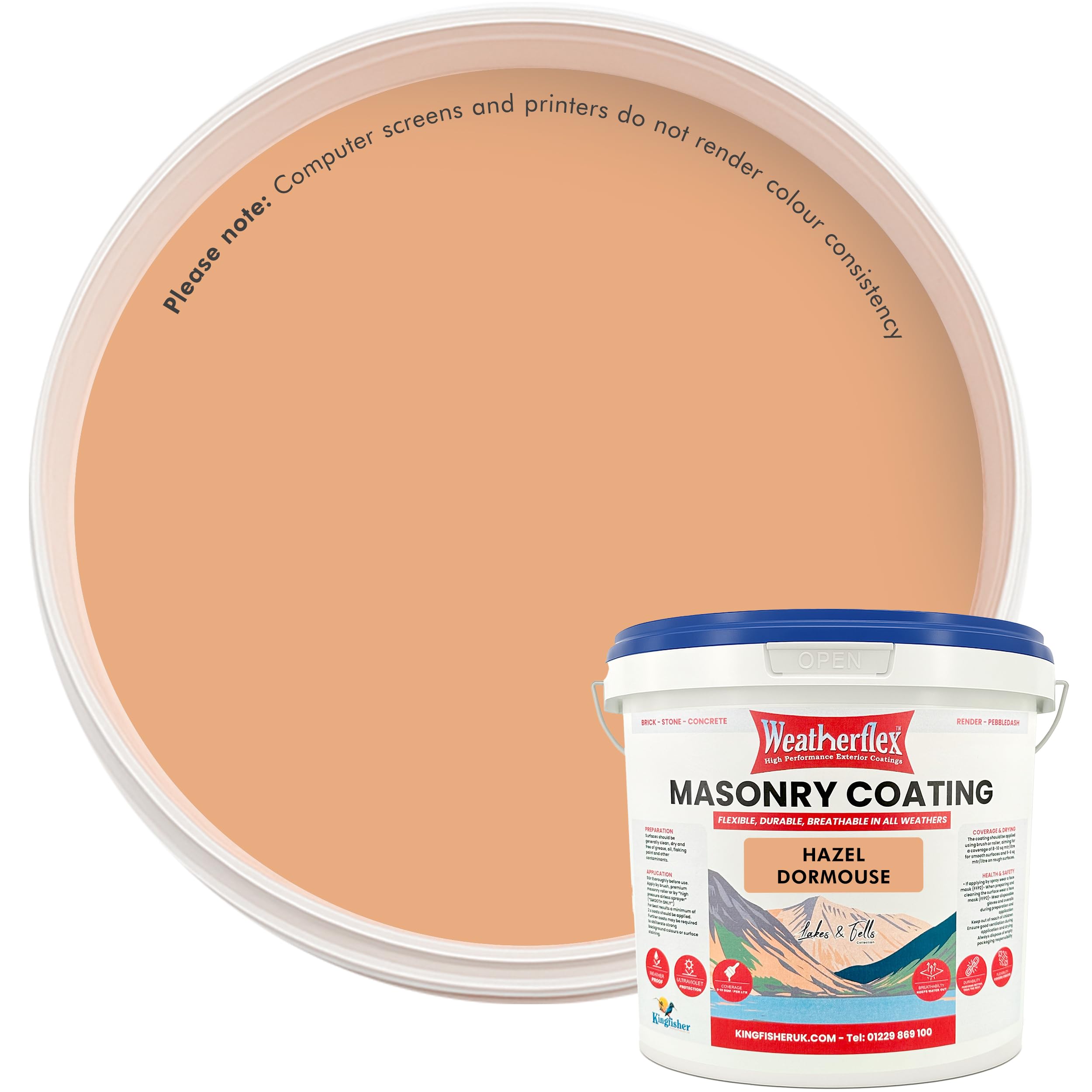 Kingfisher Weatherflex Masonry Paint 5L | Waterproof & Non-Toxic Outdoor Paint for Brick, Stone, Concrete and More | Ultra-Flexible, Crack Resistant & Breathable for Extreme Weather | Hazel Dormouse