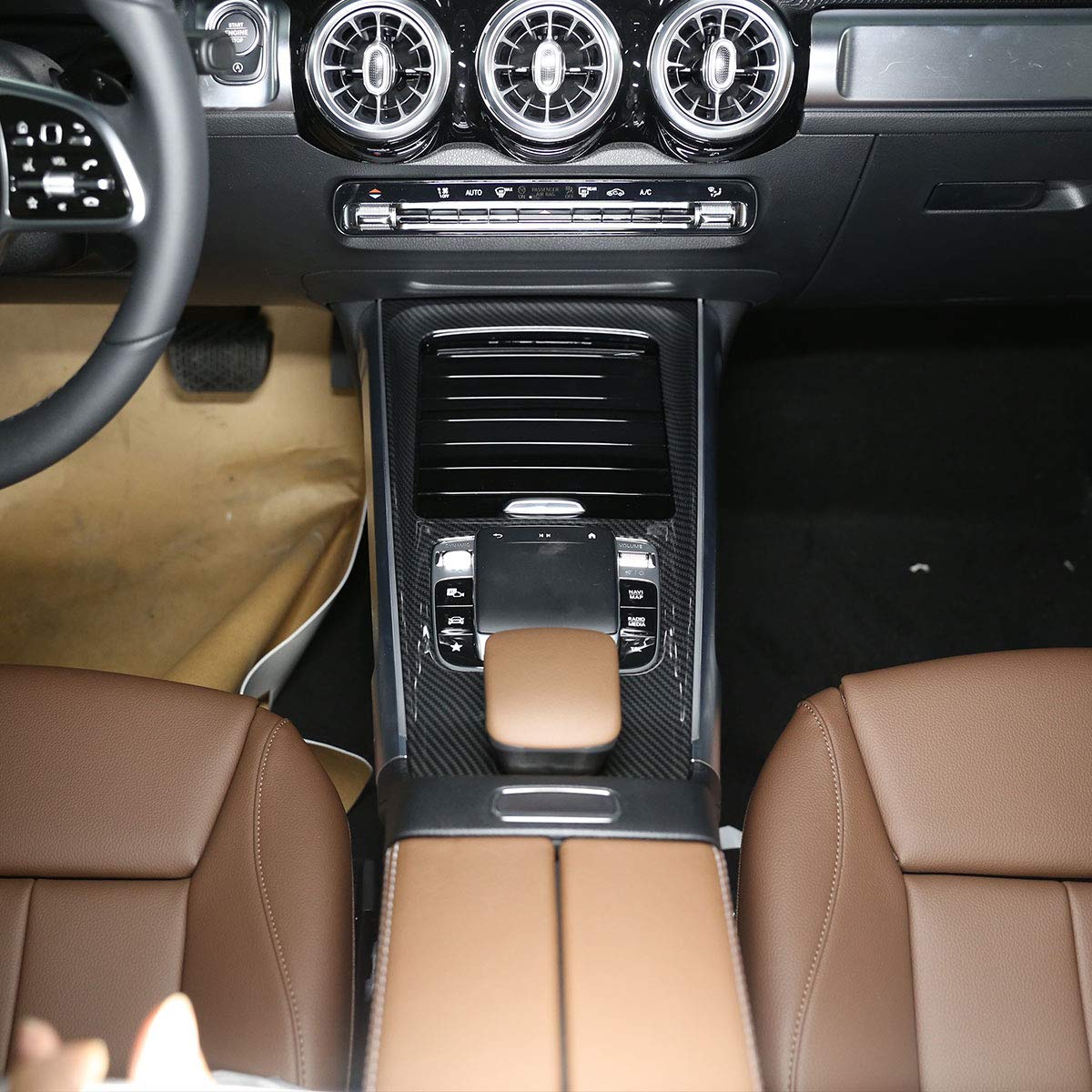 Samochodowy ABS chrom wnętrze konsoli środkowej wykończenie panelu przekładni dla Benz B GLB klasy W247 X247 2020 akcesoria samochodowe (włókno węglowe)