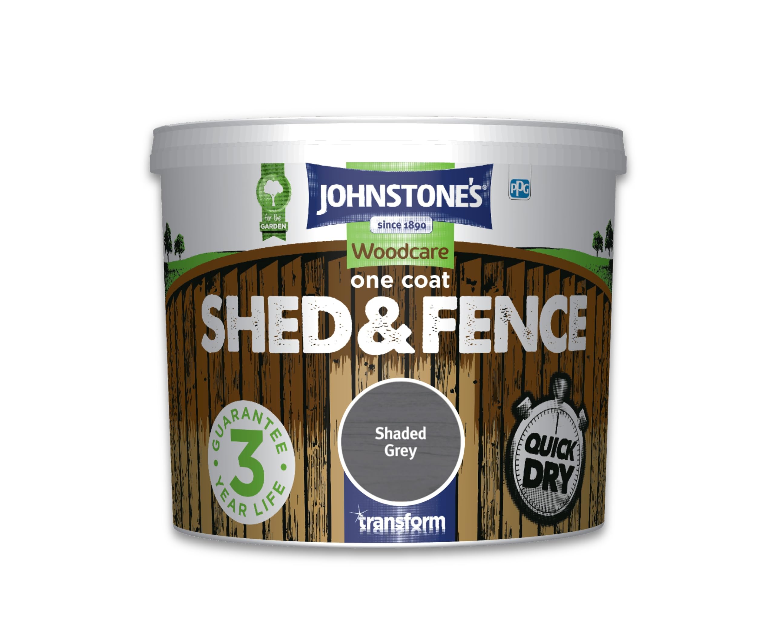 Johnstone's Woodcare One Coat Shed and Fence - Shaded Grey - 5L
