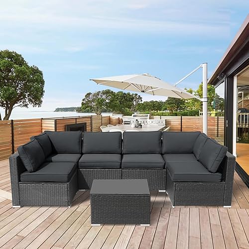 Miniatura 7 de Cojines para muebles de patio, 14 cojines de repuesto resistentes al agua para exteriores, cojines de sofá seccionales para juegos de conversación