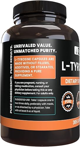 Miniatura 4 de PURE ORIGINAL INGREDIENTS Paquete de L-tirosina y citrato de magnesio, 365 cápsulas cada una, siempre puro, verificado por laboratorio