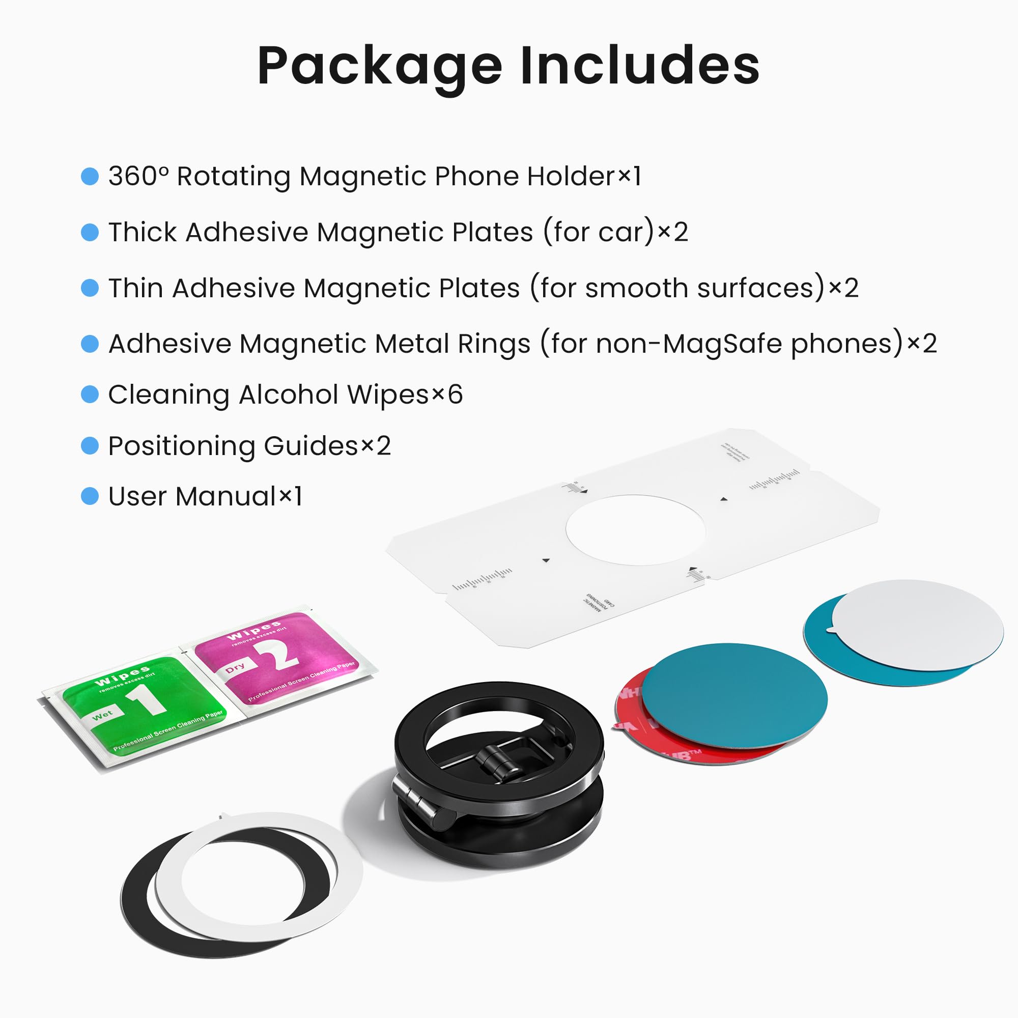 Itramax Supporto Magnetico per Telefono Rotante a 360°,Supporto Pieghevole Portatile per Scrivania con Base Antiscivolo & Anello Doppio per iPhone 17 16 Plus 13 12 11,Pixel 9 8,Samsung,Ufficio,Cucina