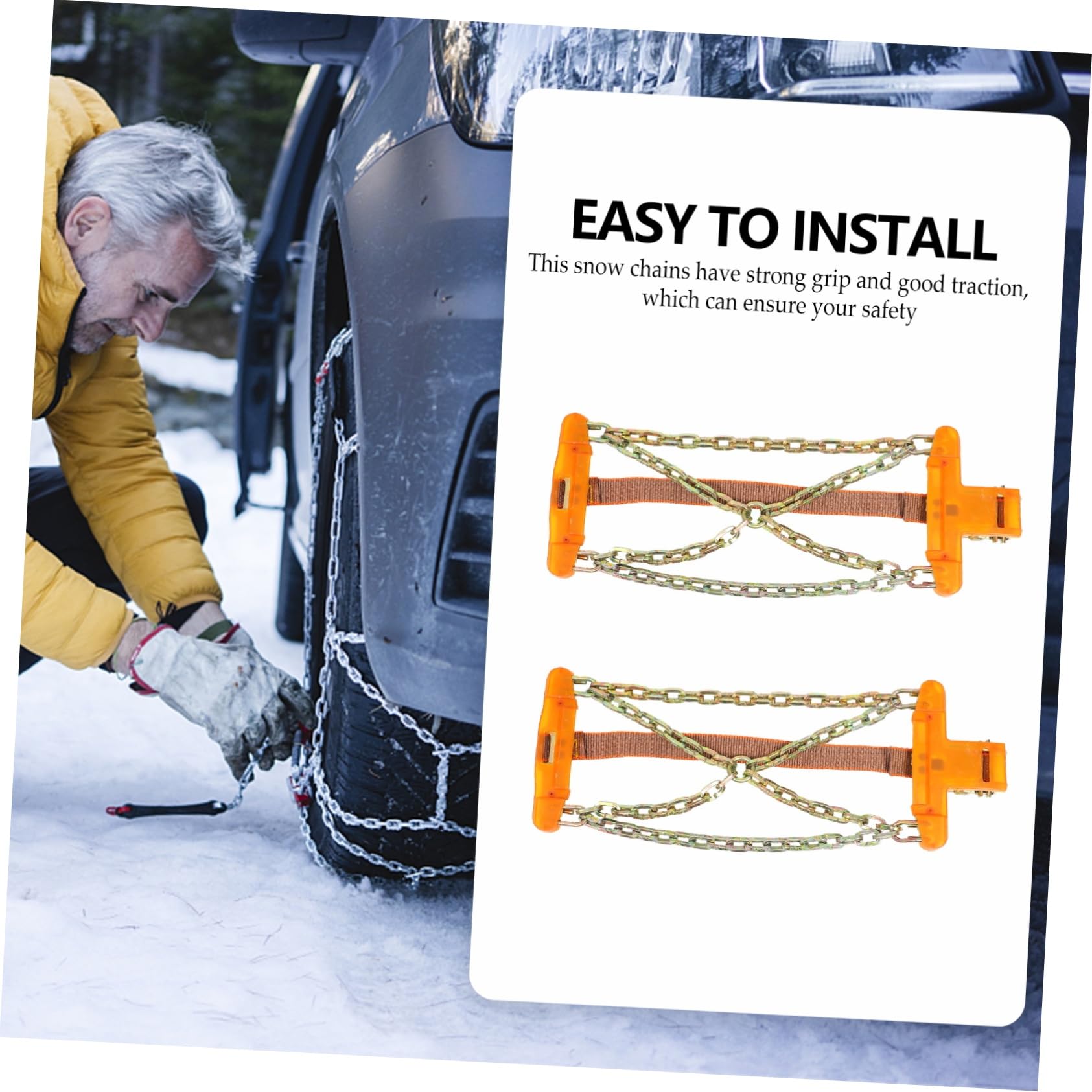 Chaîne à Neige pour Pneus de Voiture en Acier, Lot de 2 Pièces