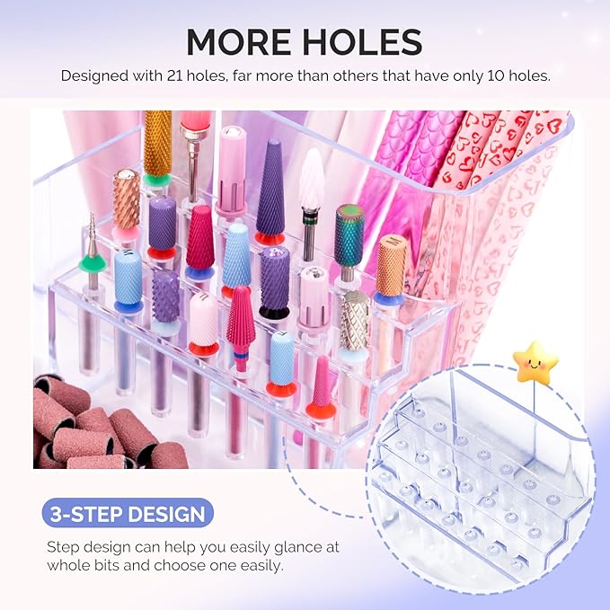 MelodySusie Soporte para Brocas de Taladro de Uñas, 21 Orificios miniatura 3