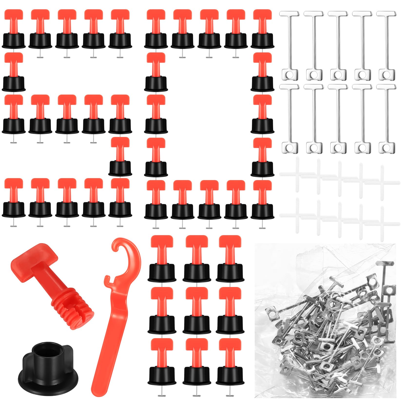 252 Pz Livellatore per Piastrelle Sistema, Kit Sistema di Livellamento Piastrelle, Cunei per Piastrelles, 2 mm - 8 mm Distanziatori Livellatori Strumenti per Costruire Pavimenti, include 2 Chiavi