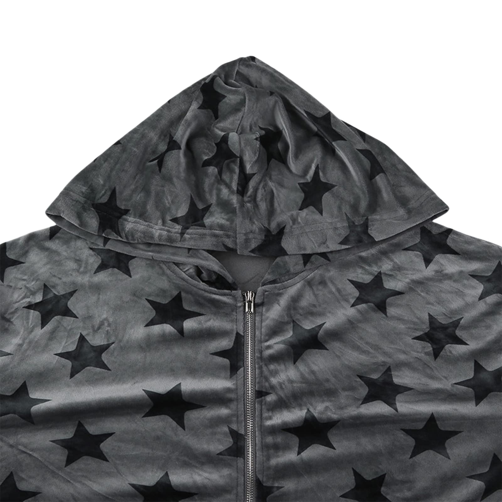 Sexy Outfit Damen Y2k Grunge Star Zip-Up Hoodie Gemütliche Loose Fit Harajuku Streetwear Sweatshirt mit Tasche für Herbst Winter
