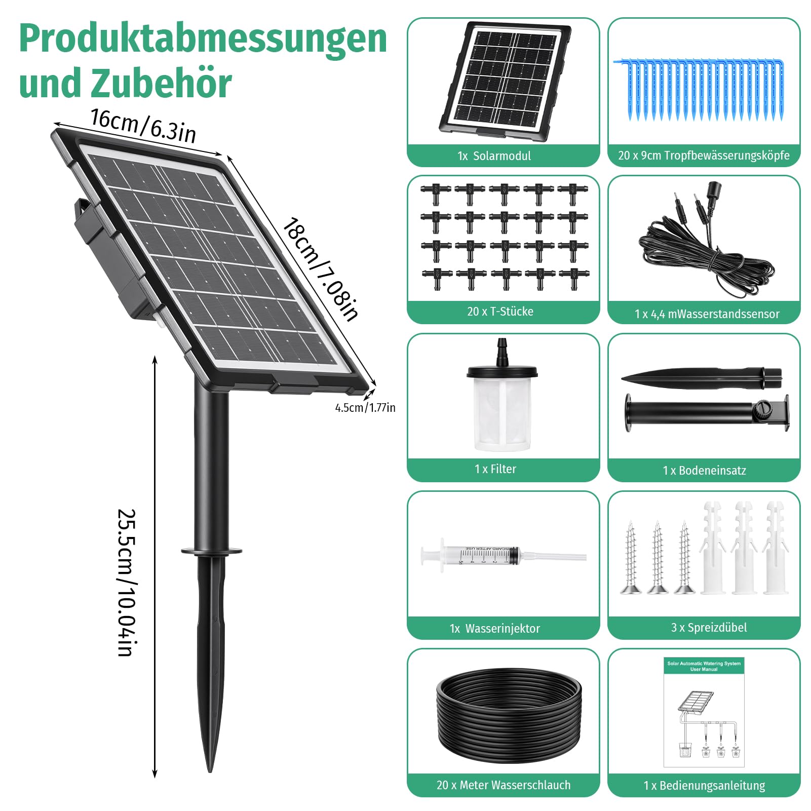 Sistema de riego solar, 2026, sistema de riego automático para 20 plantas en maceta con 24 modos de temporizador, manguera de 20 m, para jardín, balcón, plantas, macetas al aire libre