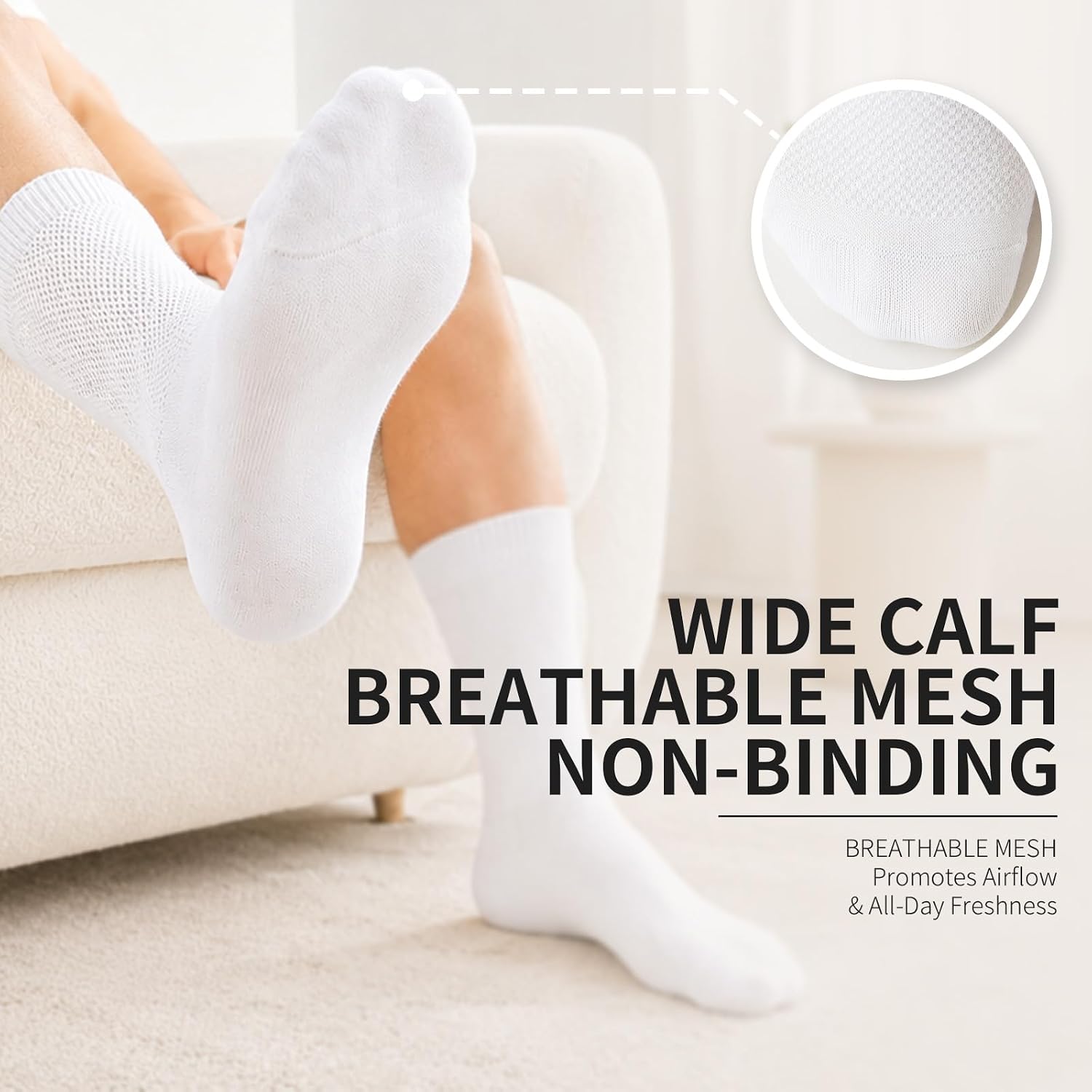 Extra Wide Bariatric Socks for Swollen Feet & Calves – Non Binding Cushioned Diabetic Friendly Socks, Up to 25” Wide Stretch, Soft Terry Cast & Walking Boot Socks for Men & Women 3 Pairs