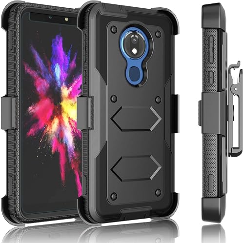 Miniatura 7 de Tekcoo Funda con clip para Moto G7 Power/Motorola Moto G7 Supra / E5 Plus / E5 Supra, [Tshell] absorción de impactos [pantalla integrada] Cinturón