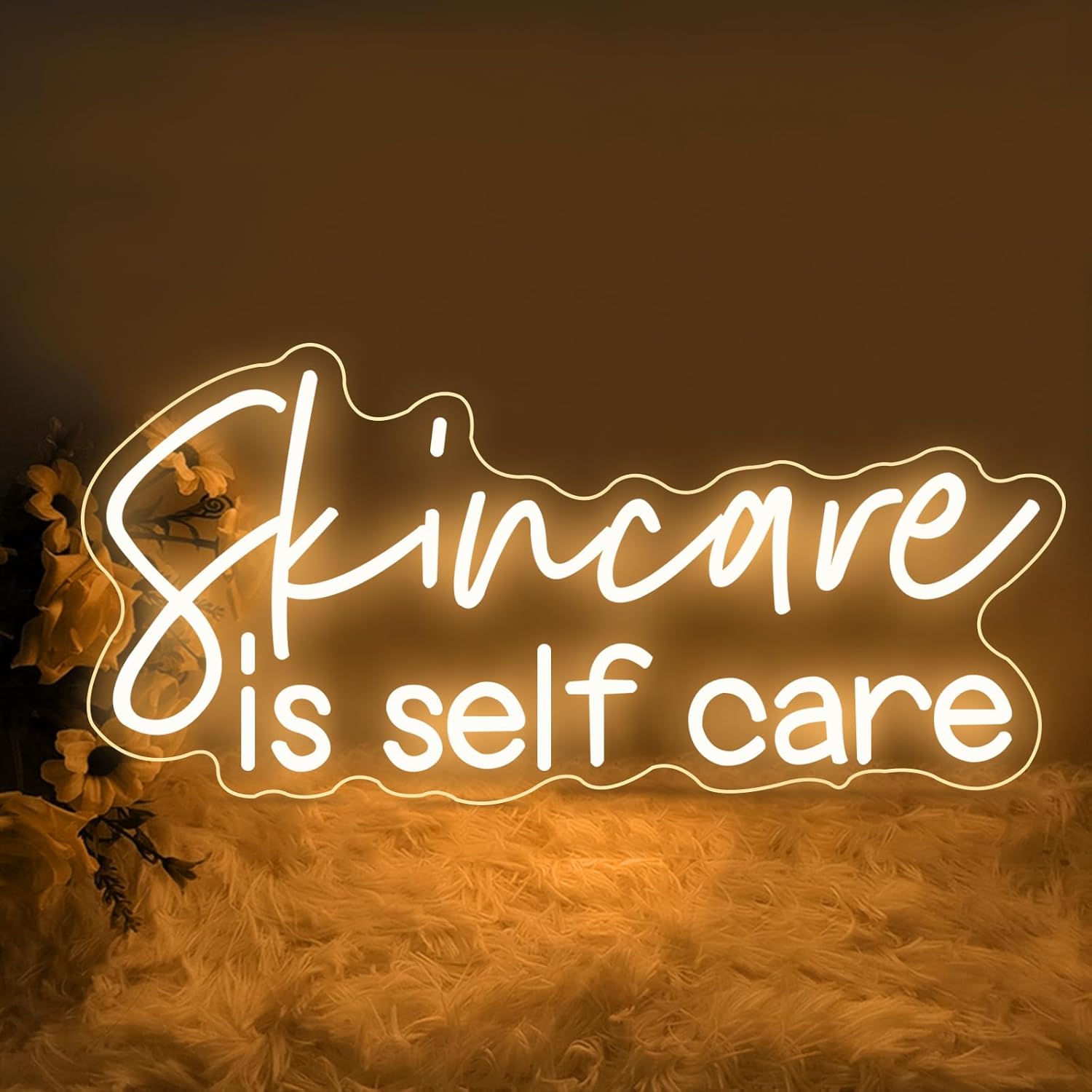 skin care is self care neon sign warm white led neon light for beauty salon wall decor neon signs for facial spa business skin care salon beauty parlor manicure salon eyelash room decorations