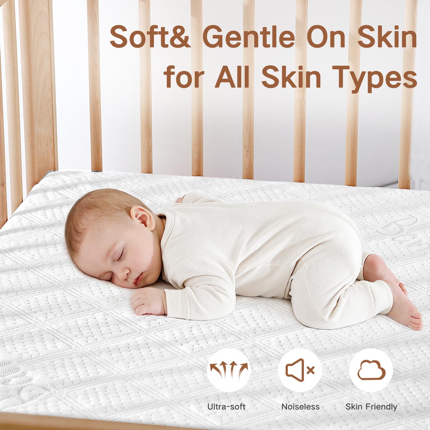 Waterproof Cot Bed Mattress Protector 70 x 140 cm, Soft & Noiseless Fitted Mattress Cover with Bamboo Viscose Fabric - Image 3