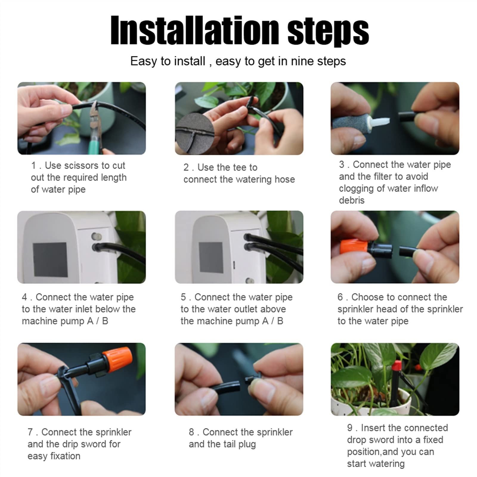 Kit di irrigazione a goccia automatica Timer di irrigazione for irrigazione digitale Wifi Tuya Controller di irrigazione a micro-drip del timer automatico intelligente con pannello solare per Piante i