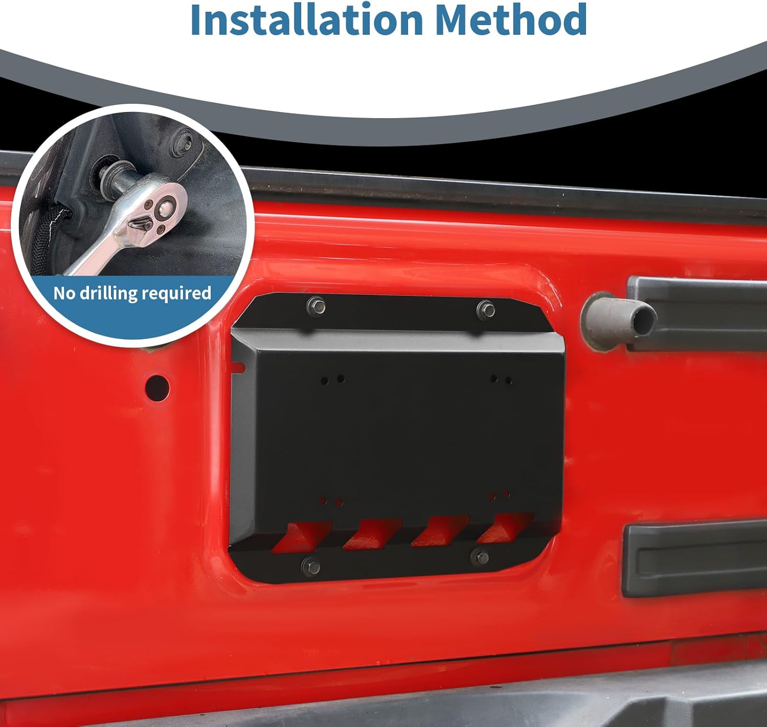 for Wrangler Tailgate Vent Cover License Plate Bracket for Jeep Wrangler JK JKU 2007-2017 Wrangler JL JLU 2018 up Black Spare Tire Delete Accessories