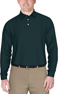 Mens Long Sleeve Jacquard Golf Polo Shirt