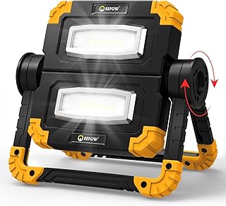 LED Work Light Rechargeable Portable - 360°Rotation Folding Hyper Tough Working Lamp with 2 COB 2000LM Flood Light Stand USB Cordless Battery Powered Worklight Tool for Outdoor Camping Lighting