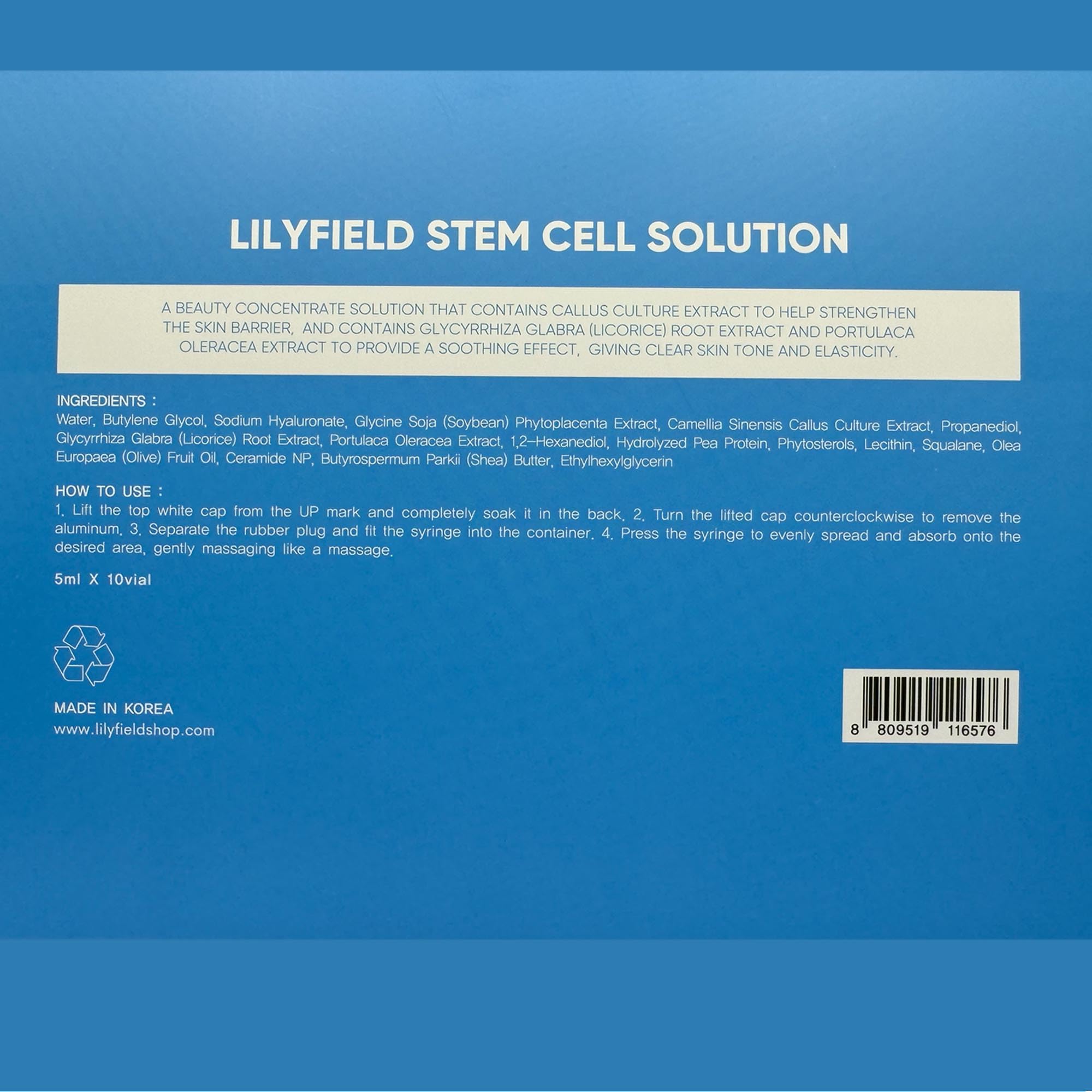 LILYFIELD Solución de células madre, ampollas de suero de ácido hialurónico antienvejecimiento avanzadas, hidratando la piel, suaviza las líneas finas, reduce las arrugas y los signos de