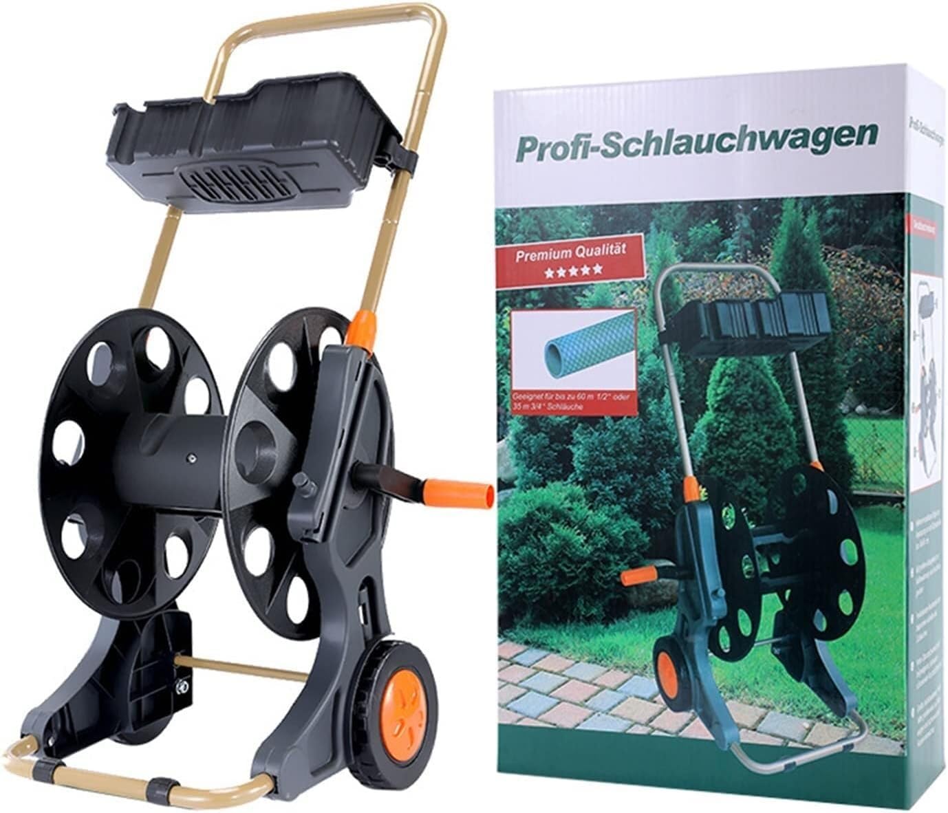 Portamangueras Carrete for Manguera de jardín, Carrito Ligero y portátil con Ruedas, Carrito for Manguera de riego de jardín