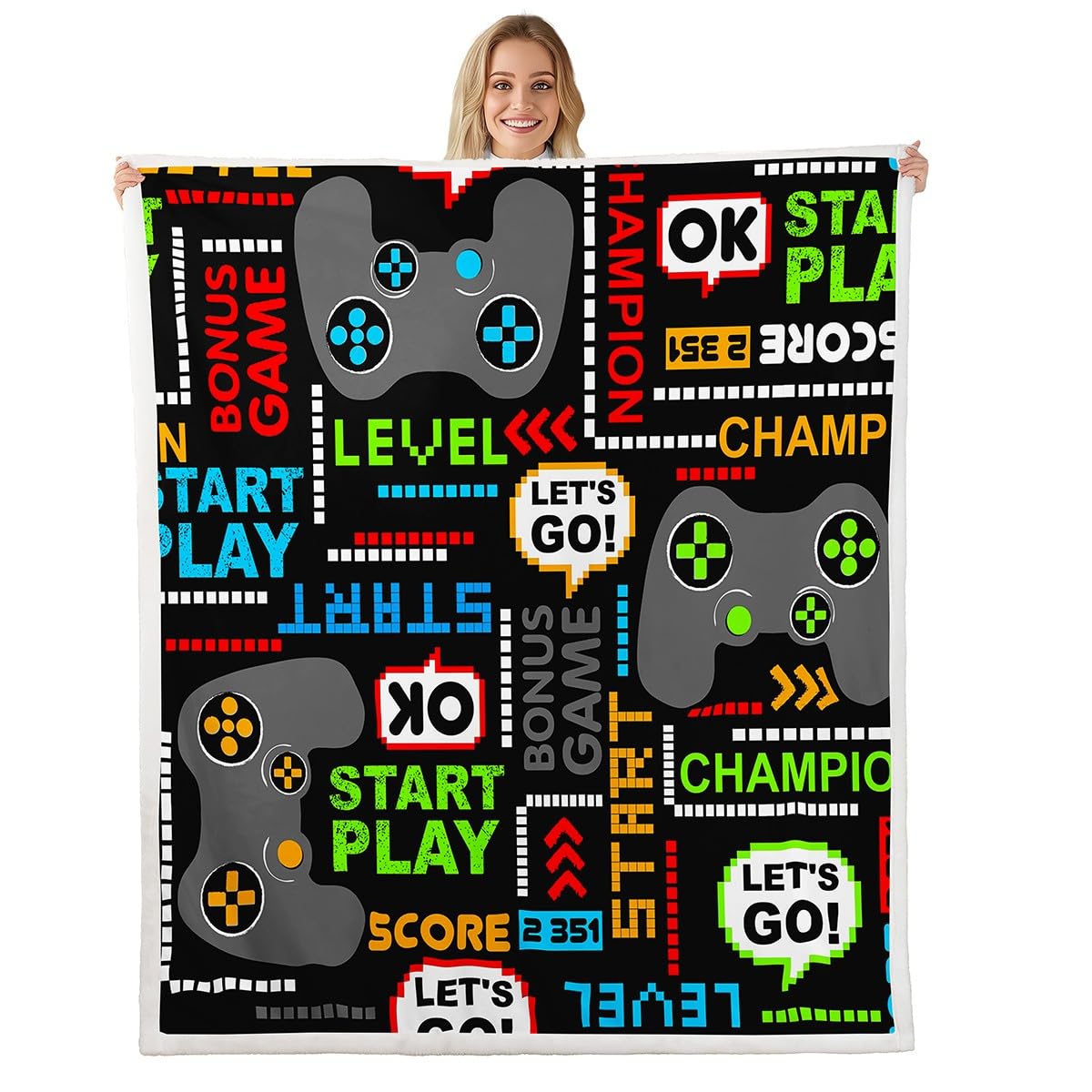 Couverture de jeu en polaire plaid doux pour cadeau d'ado gamer