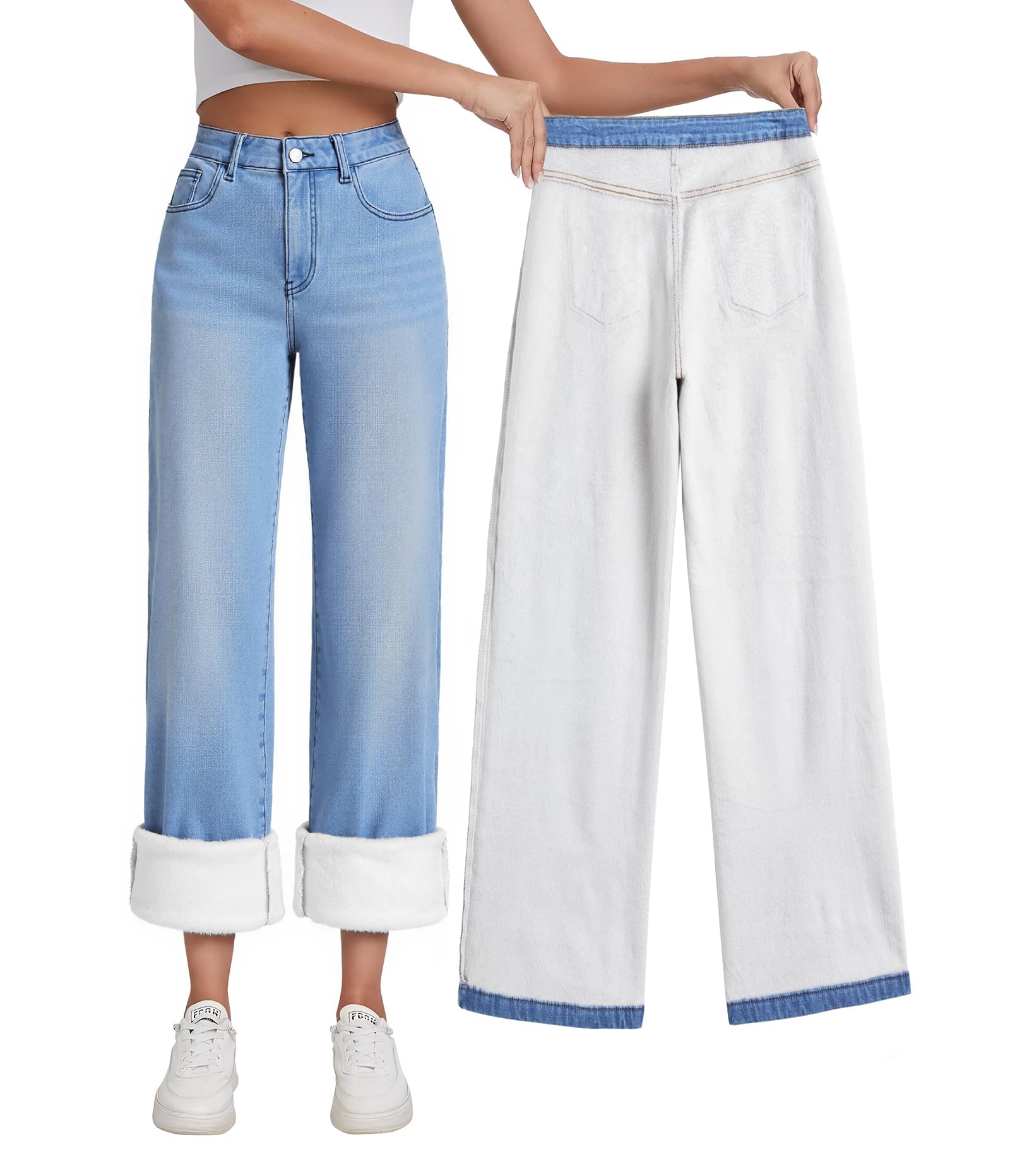 EMMIOL Women's 2026 Wide Leg Jeans Distress Mid Waist Denim Pants Vintage Y2K Trousers - 63% off