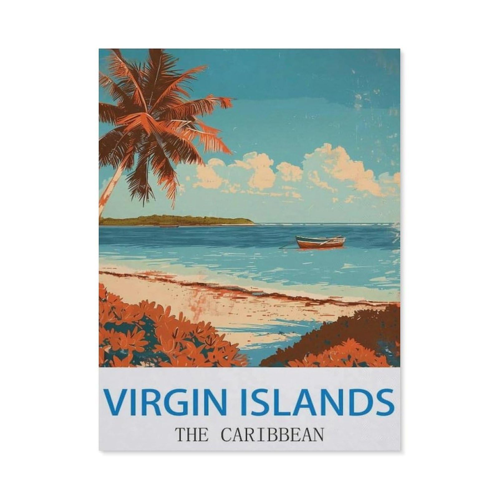 BEAYODKP Full Diamond 5D DIY Diamond Painting，Virgin Islands The Caribbean，3D Diamond Embroidery Cross Stitch Mosaic Needle Works（40 x 50 cm/15.74 x 19.68 inches）-CJ28