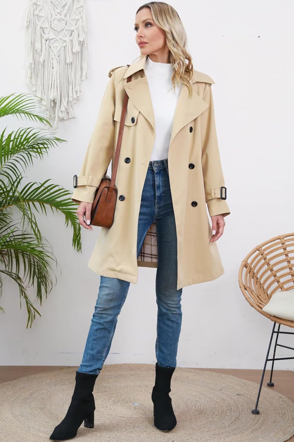 Betusline Womens & Girls Waterproof Trench Coat Double Breasted Lapel Overcoat Outerwear, 3 Years - Women 2XL - Image 7